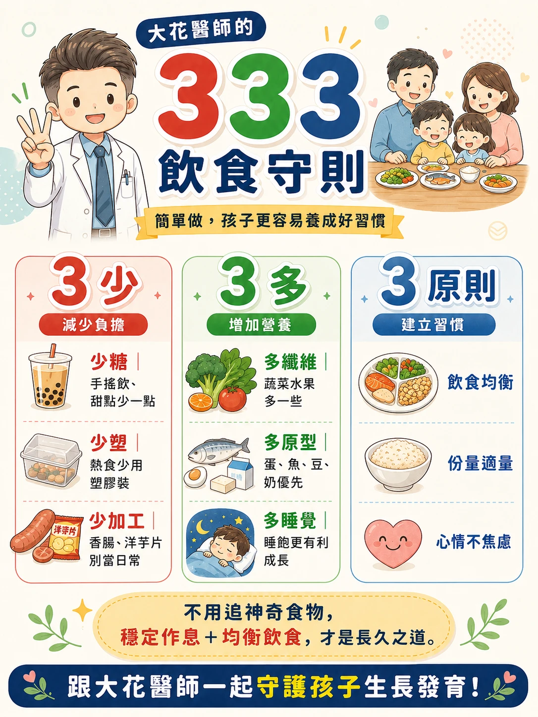 大花醫師的 333 飲食守則：3少、3多、3原則